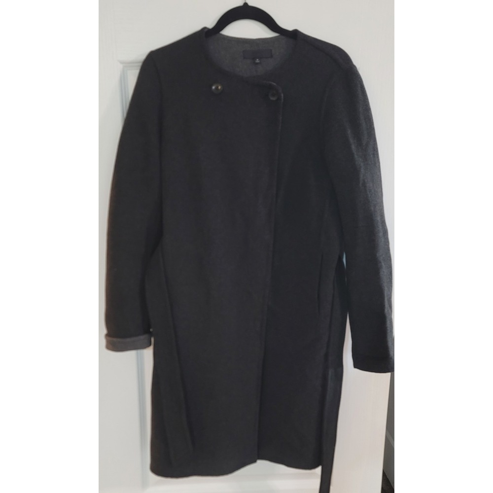 UNIQLO Women's Double Face Grey Wool Blend Long Coat Wrap Size‎ Medium